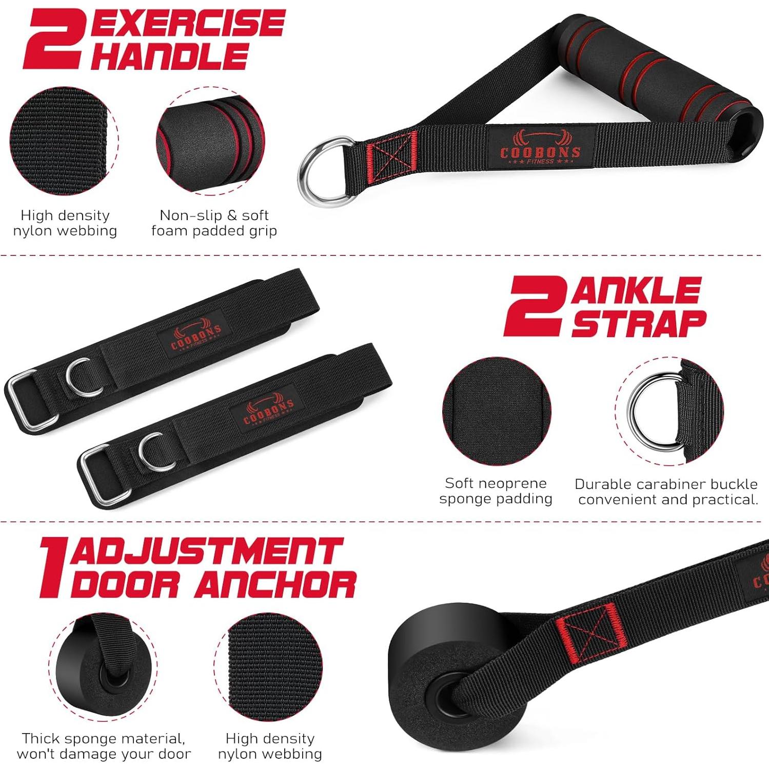 Bandas de Resistencia COOBONS 150LBS con Mangos - Set de 5