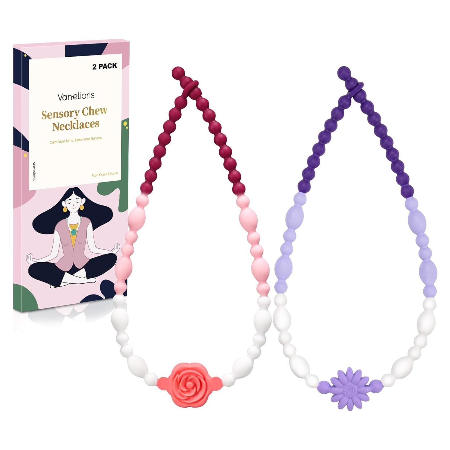 Collares Masticables Sensoriales de Silicona - 2 Piezas Flor