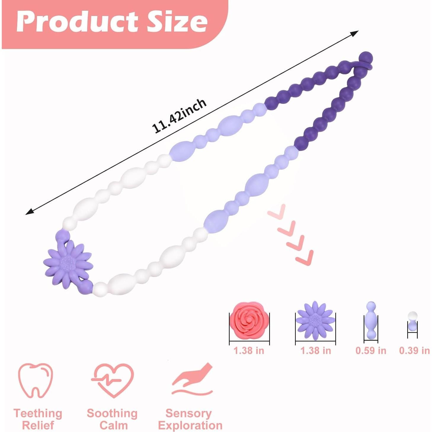 Collares Masticables Sensoriales de Silicona - 2 Piezas Flor