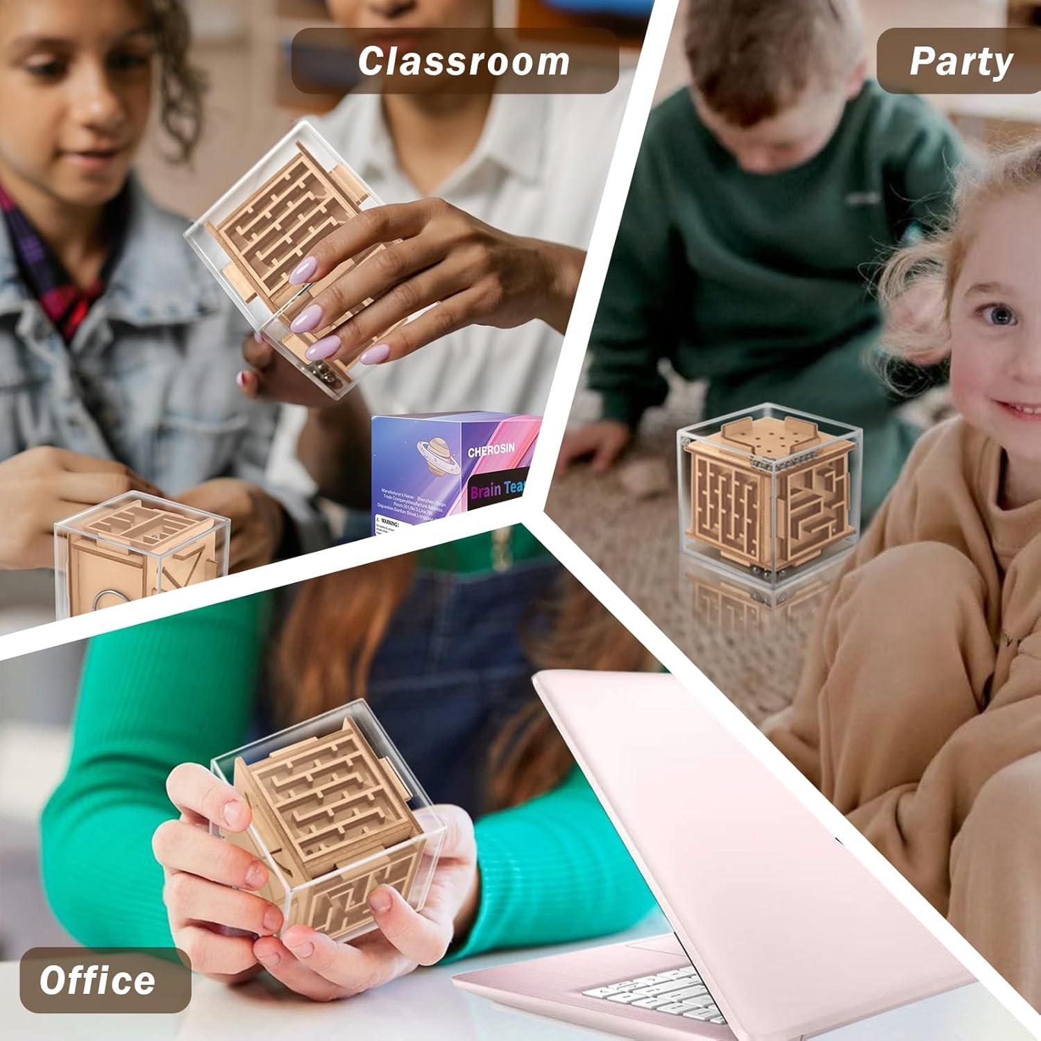 Cubo de Rompecabezas Antiestrés CHEROSIN 6 Caras Madera 5.84cm