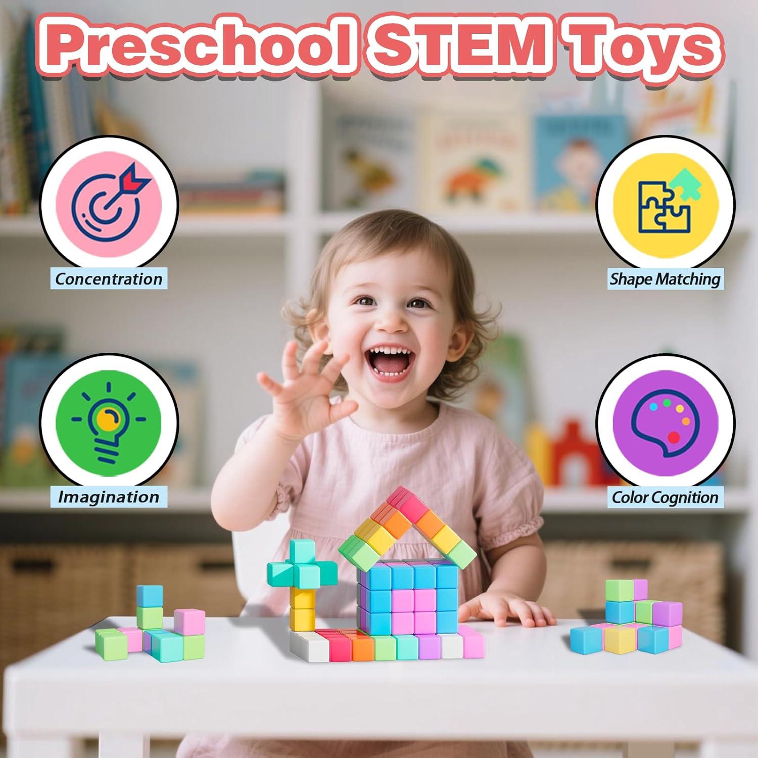 Bloques Magnéticos Apluses 100 Piezas Juguetes Educativos 3-8 Años