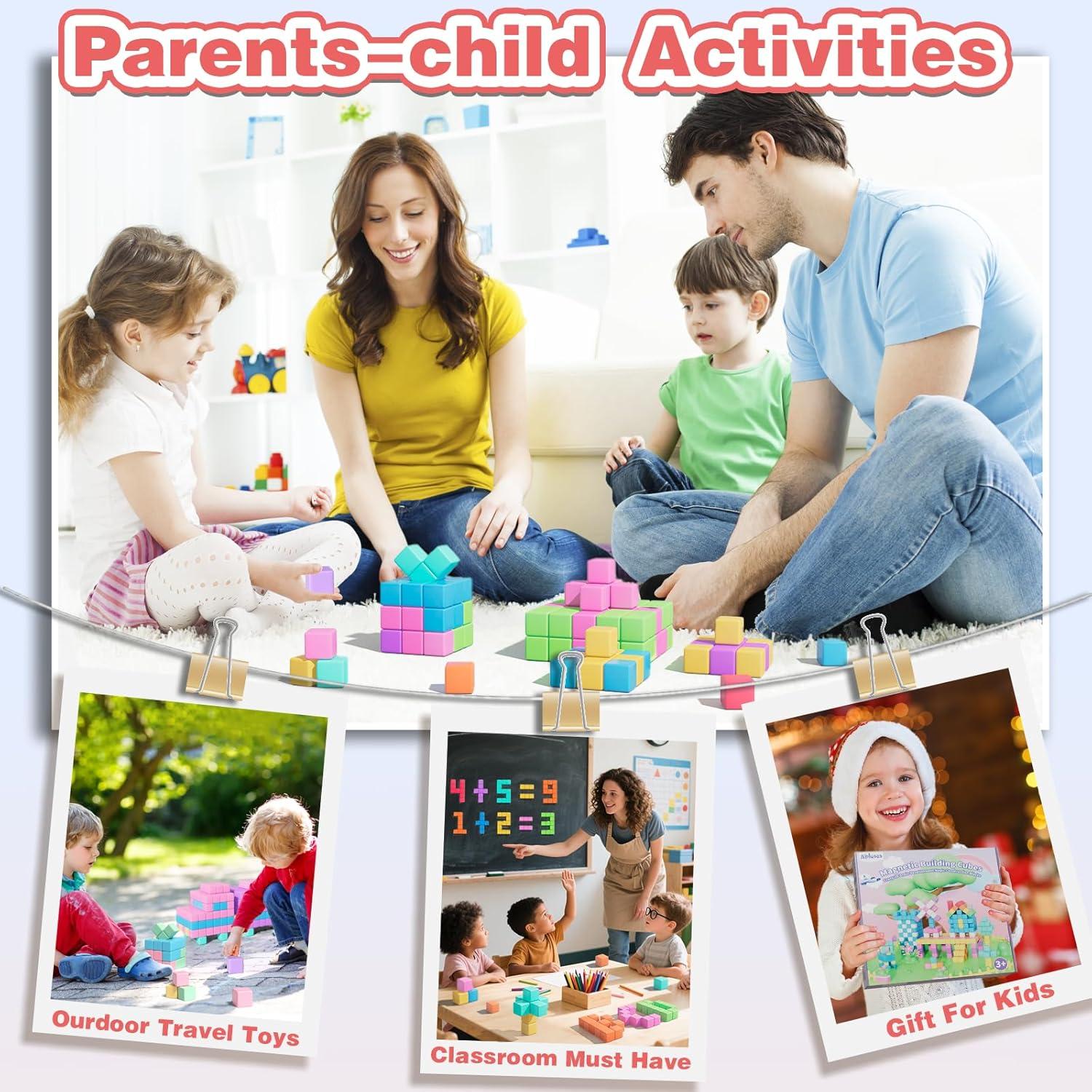 Bloques Magnéticos Apluses 100 Piezas Juguetes Educativos 3-8 Años