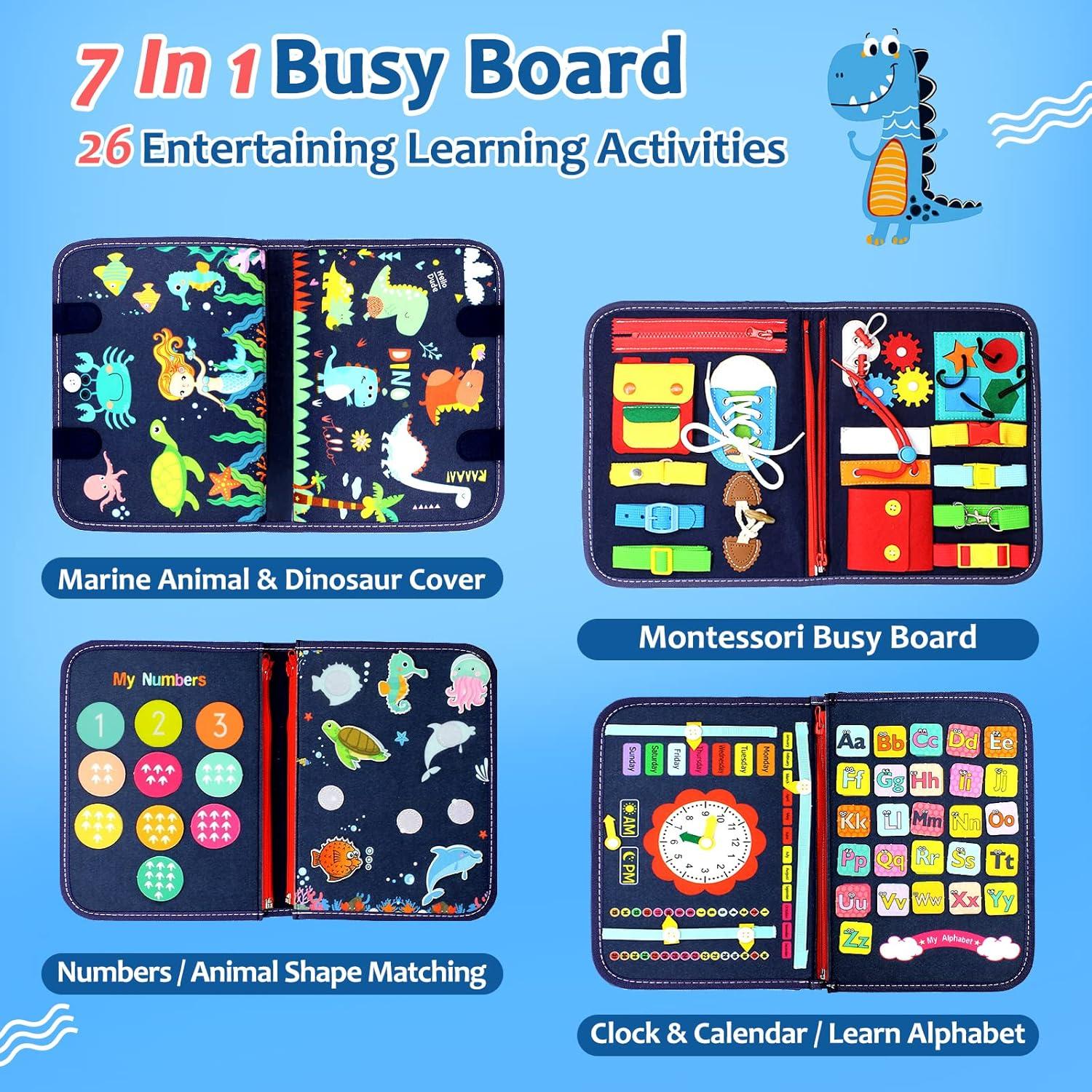 Juguete Montessori Qizfun Busy Board Azul 44.7x25.4 cm