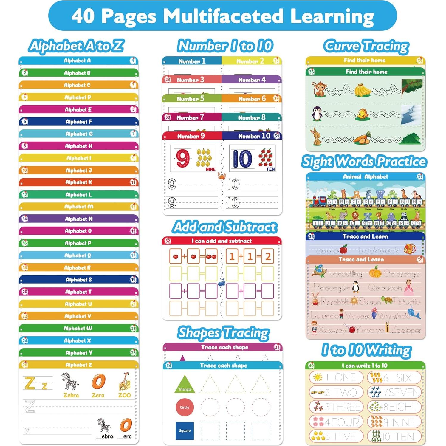 Cuaderno de Escritura Reutilizable iHarPro 40 Páginas para Niños