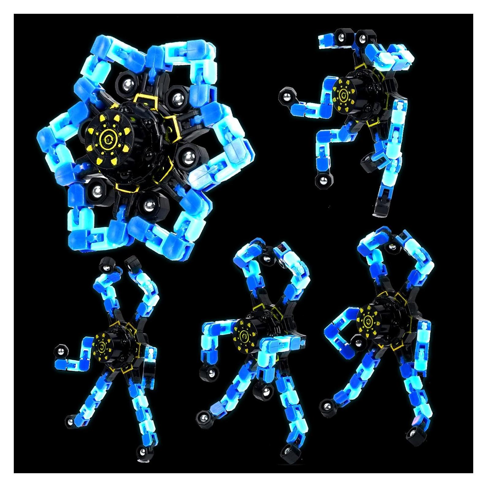 4 Piezas Spinners Antiestrés Transformables Hdnpea Azul