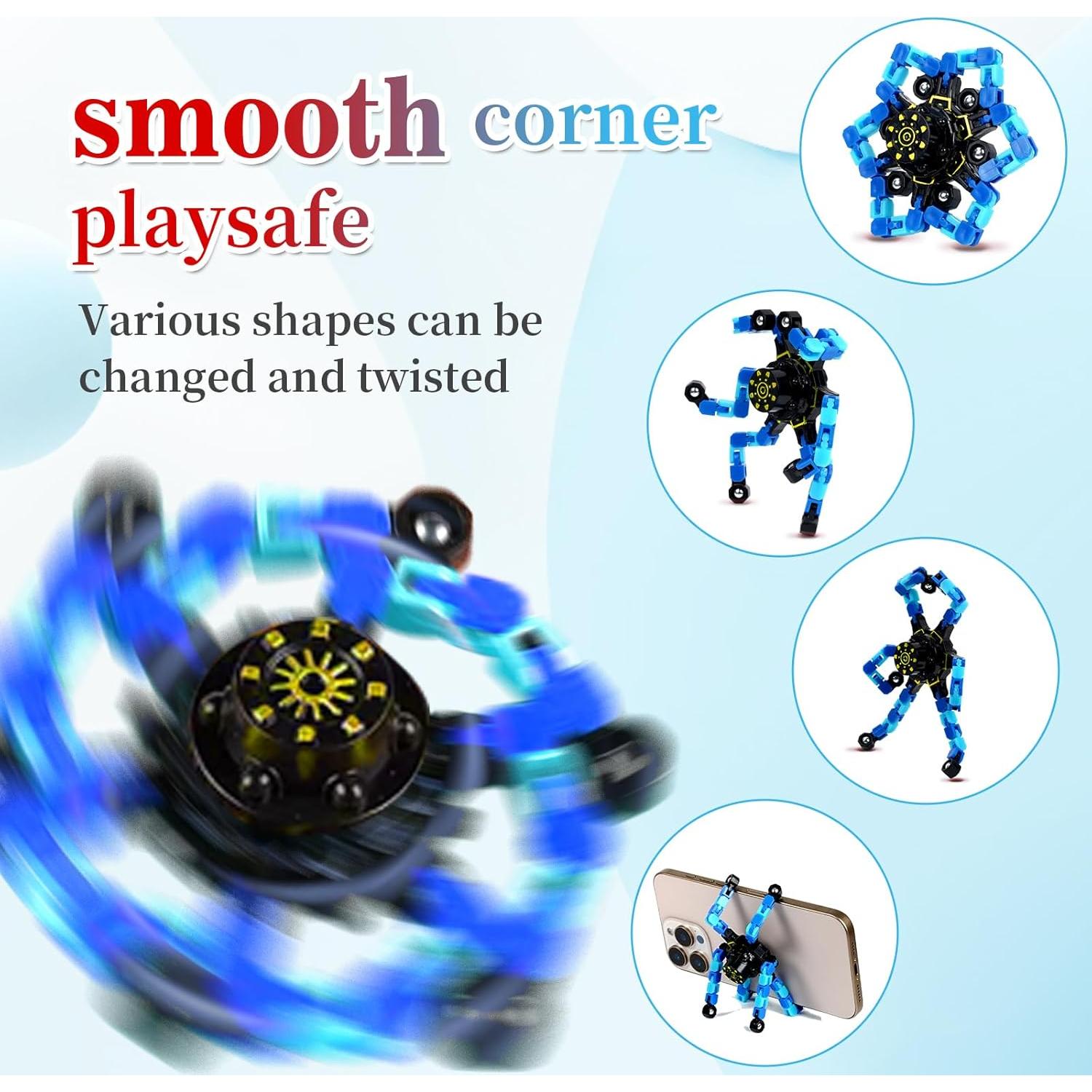 4 Piezas Spinners Antiestrés Transformables Hdnpea Azul