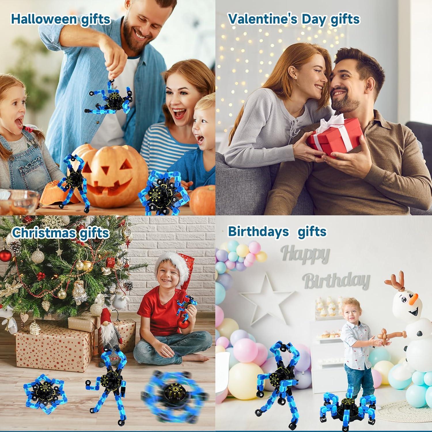 4 Piezas Spinners Antiestrés Transformables Hdnpea Azul