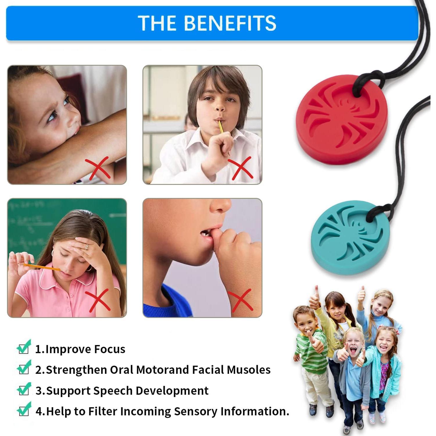 Collares Masticables Sensoriales Spider SOSKYGELO - Paquete de 5