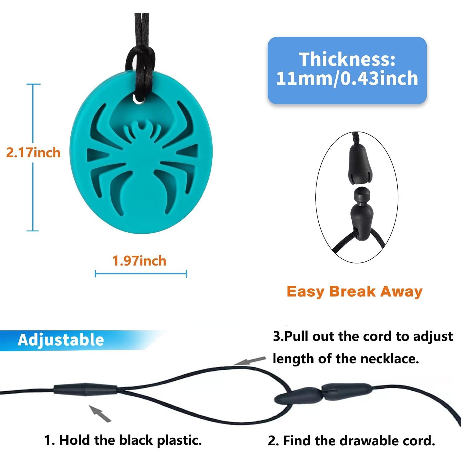 Collares Masticables Sensoriales Spider SOSKYGELO - Paquete de 5