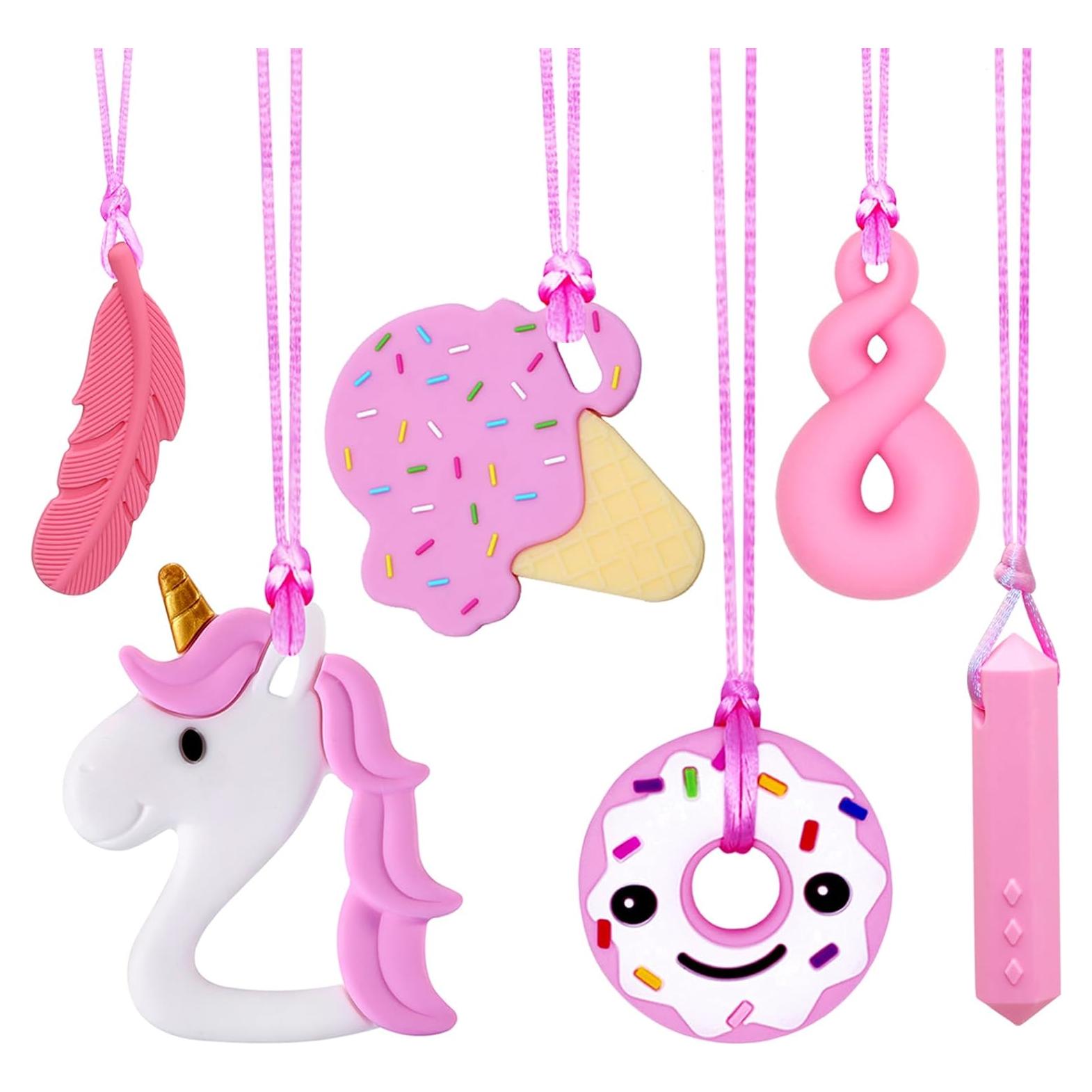 Collares Masticables Sensoriales de Silicona - 6 Piezas para Niños y Adultos