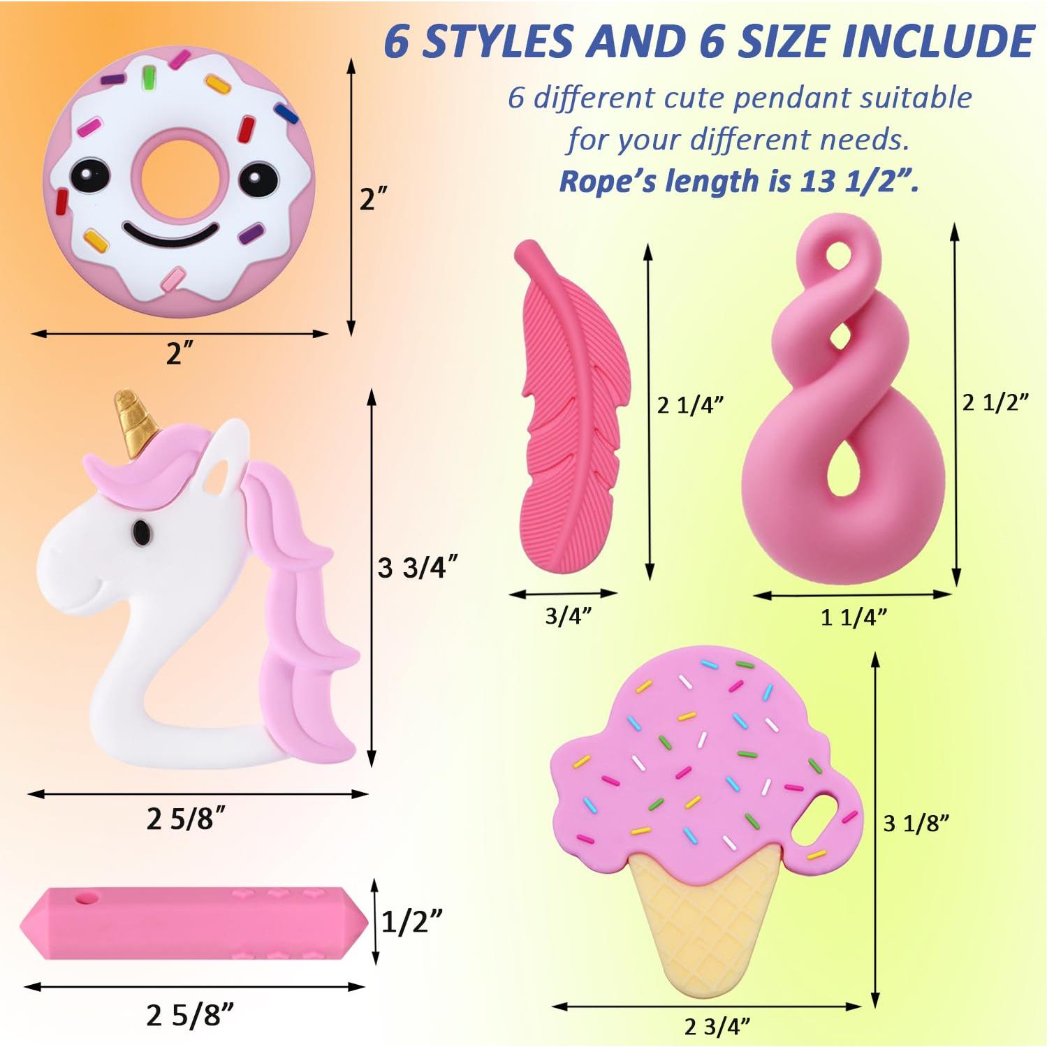 Collares Masticables Sensoriales de Silicona - 6 Piezas para Niños y Adultos