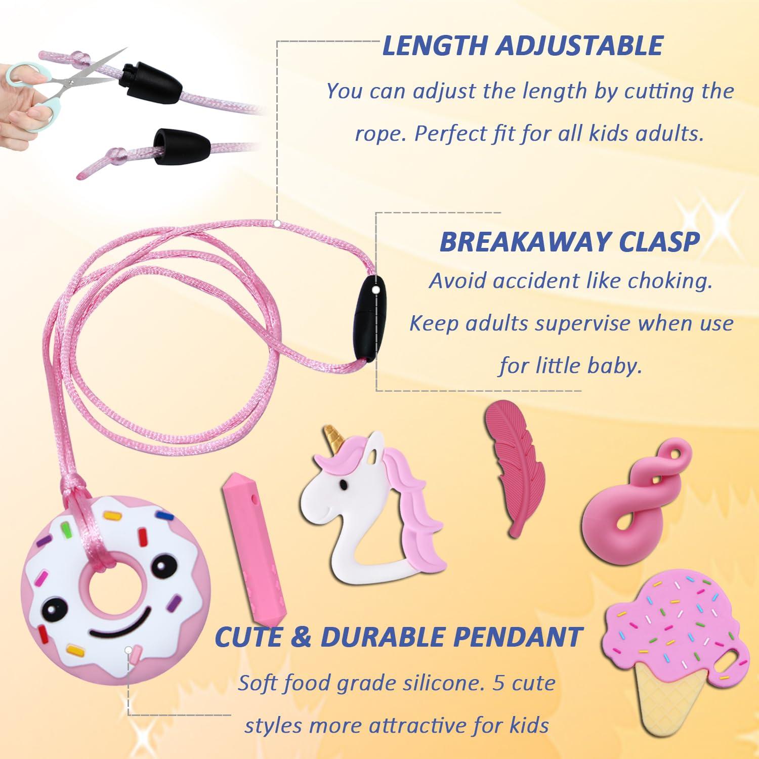 Collares Masticables Sensoriales de Silicona - 6 Piezas para Niños y Adultos