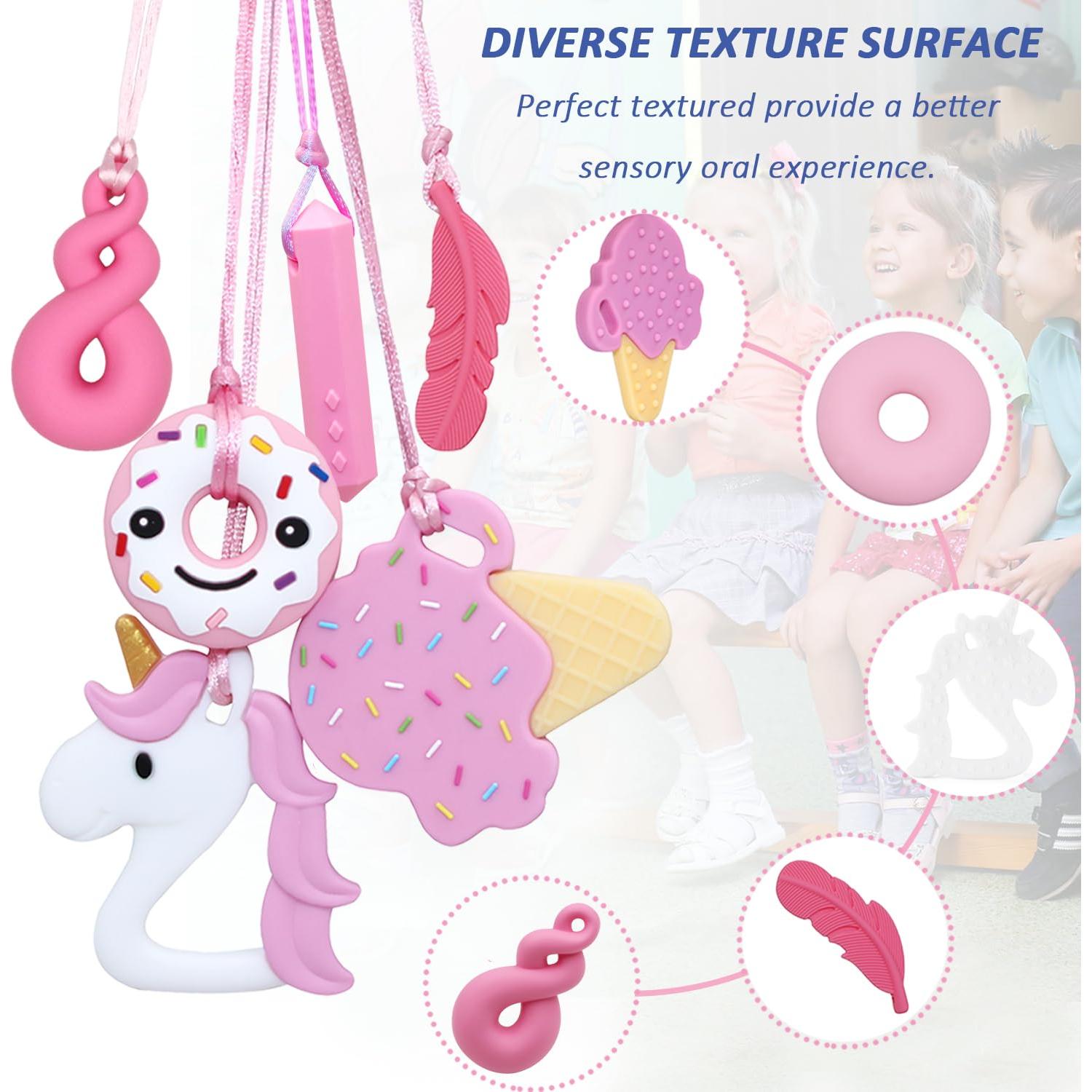 Collares Masticables Sensoriales de Silicona - 6 Piezas para Niños y Adultos