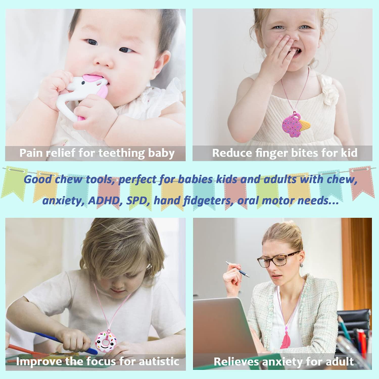 Collares Masticables Sensoriales de Silicona - 6 Piezas para Niños y Adultos