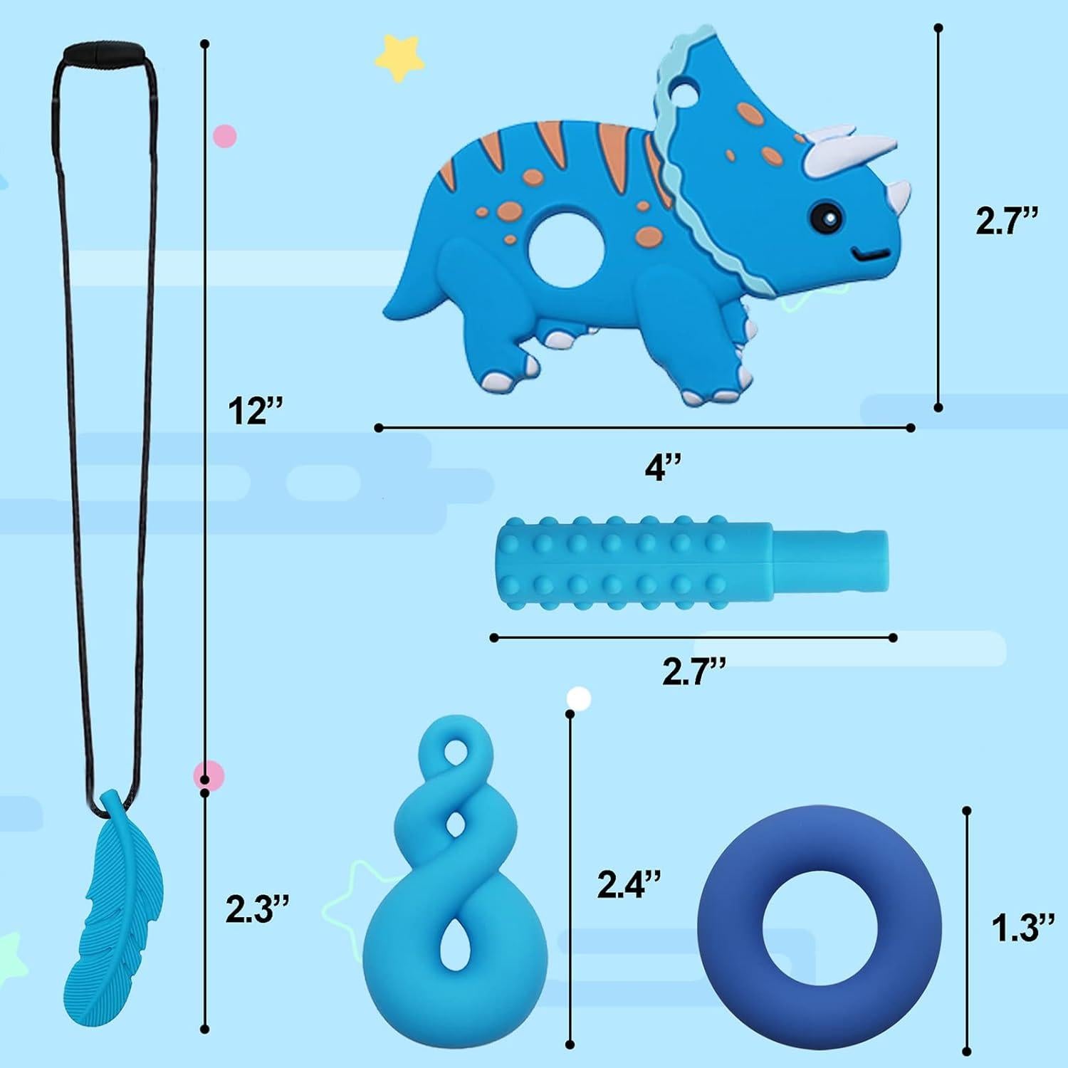 Collares Masticables Sensory Atsky - 6 Piezas Silicona Segura