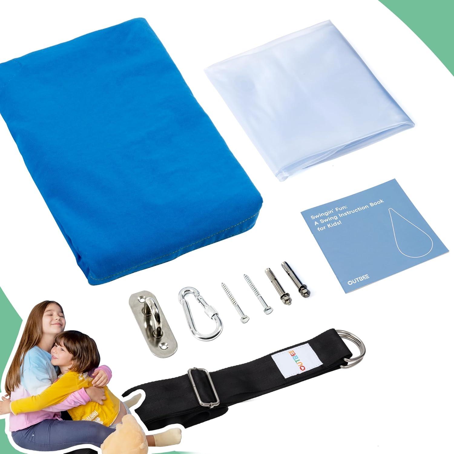 Silla Columpio Pod OUTREE para Niños, Hamaca Algodón Azul