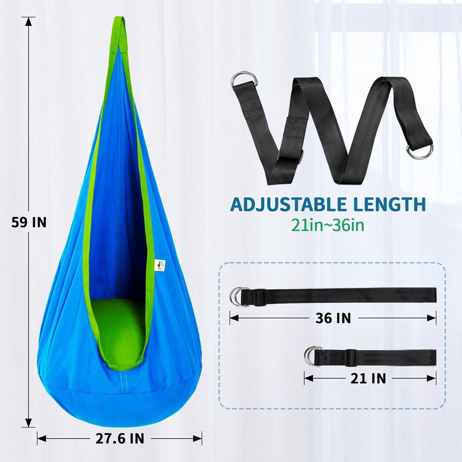 Silla Columpio Pod OUTREE para Niños, Hamaca Algodón Azul