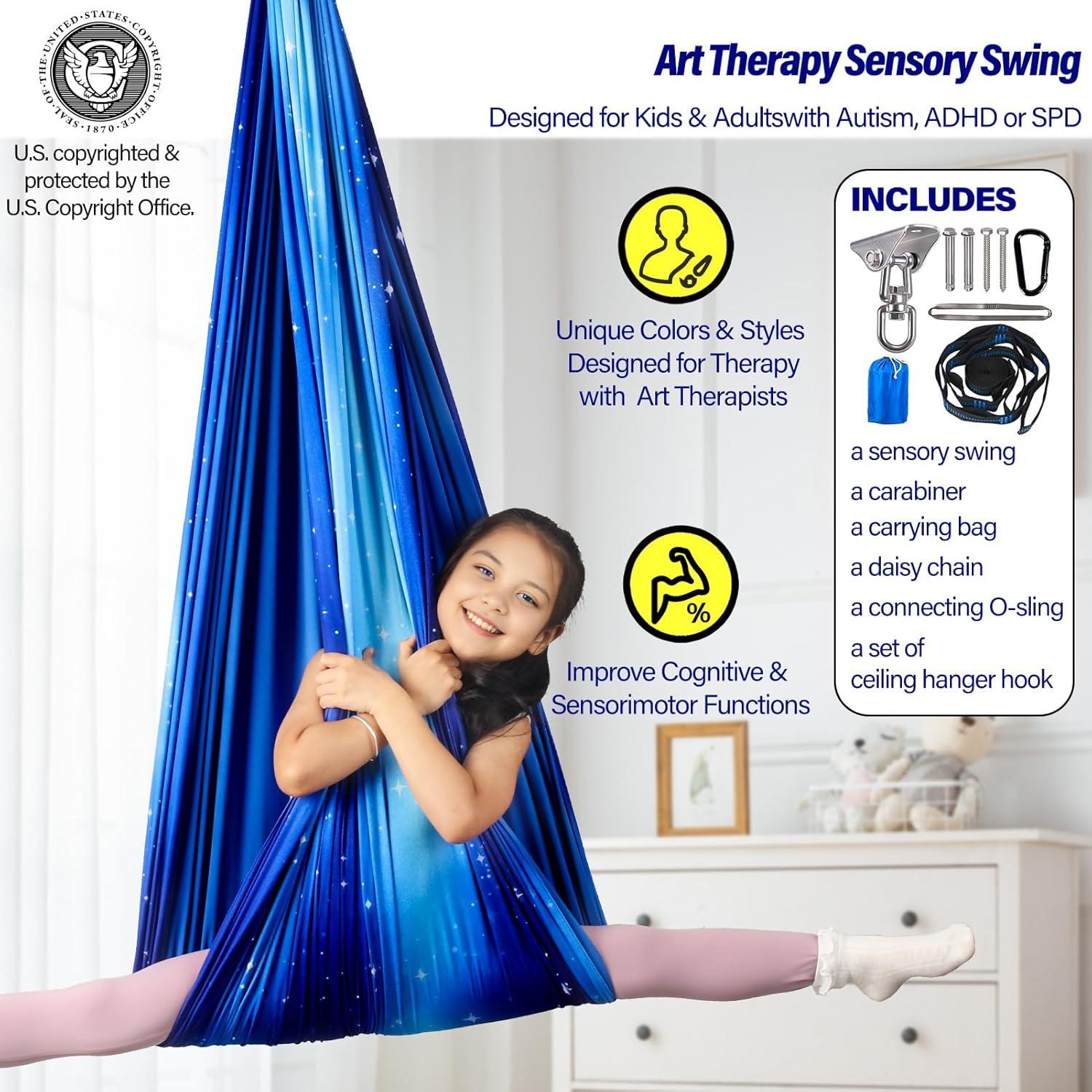 Columpio Sensorial Terapéutico Yatoco 150x150cm Azul Estrella