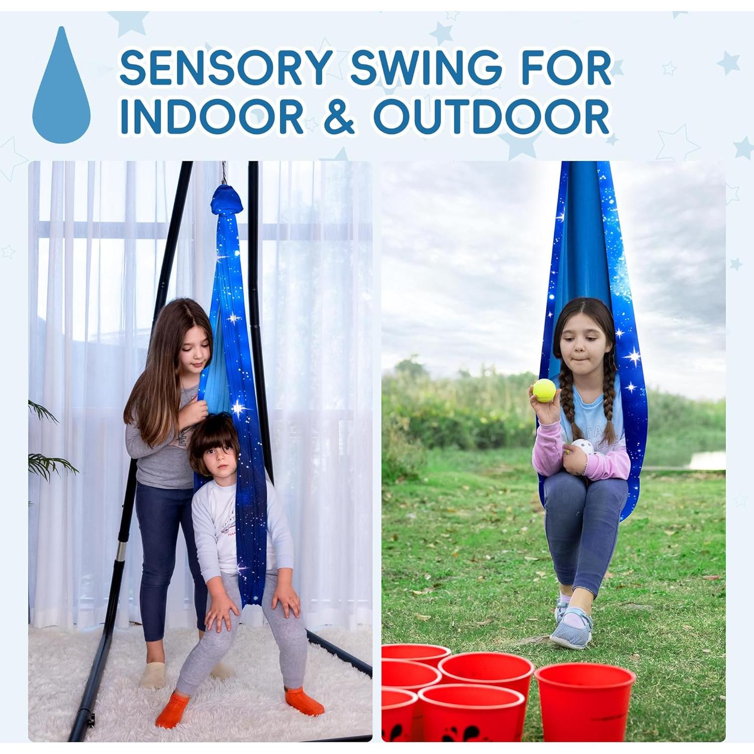 Columpio Sensorial OUTREE para Niños Azul con Gancho 360°