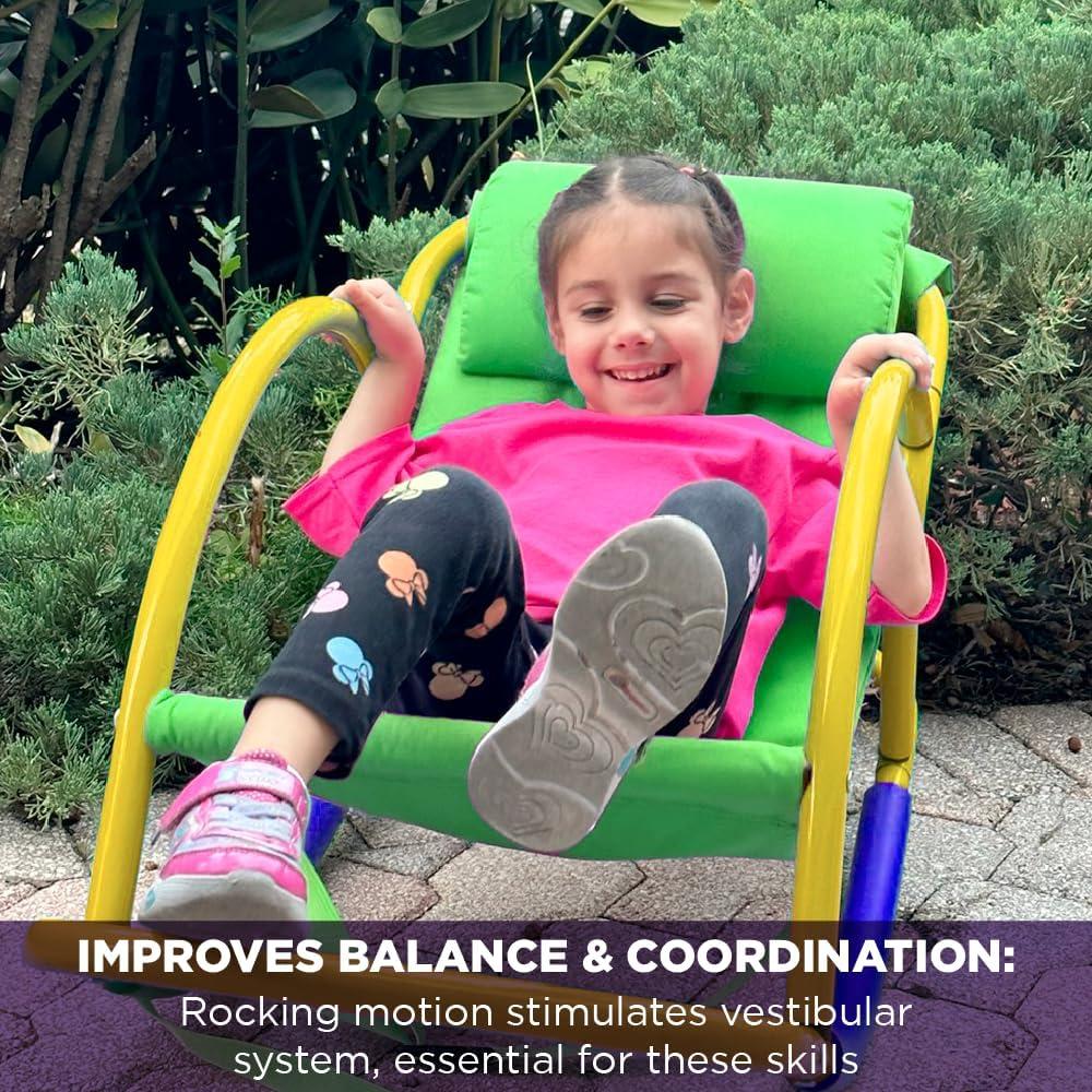 Silla Mecedora Brillante Autismo para Niños 3-8 Años Verde Amarillo
