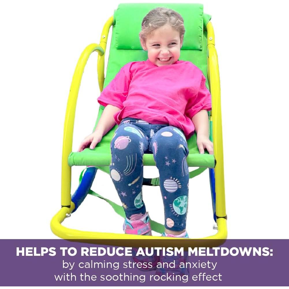 Silla Mecedora Brillante Autismo para Niños 3-8 Años Verde Amarillo