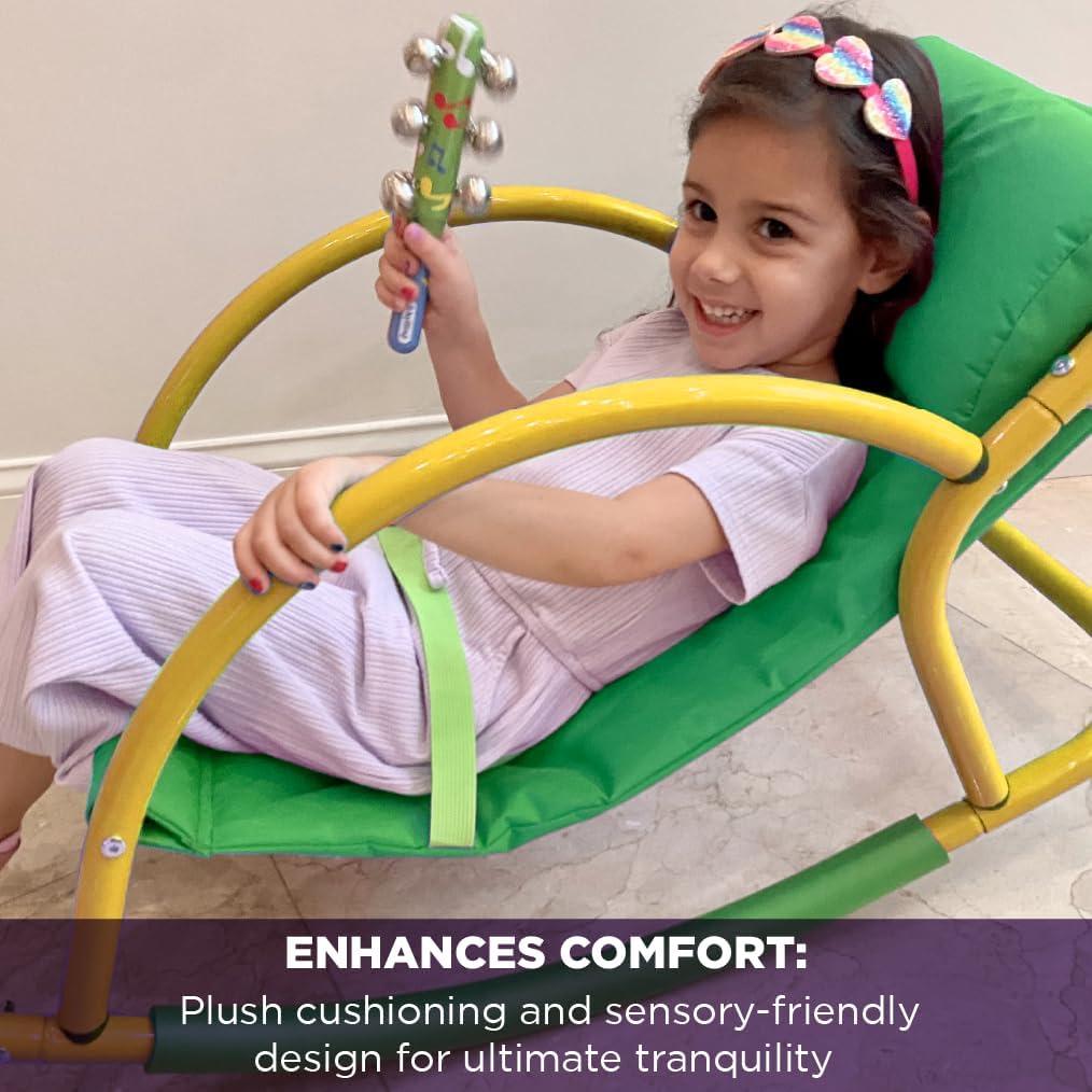 Silla Mecedora Brillante Autismo para Niños 3-8 Años Verde Amarillo