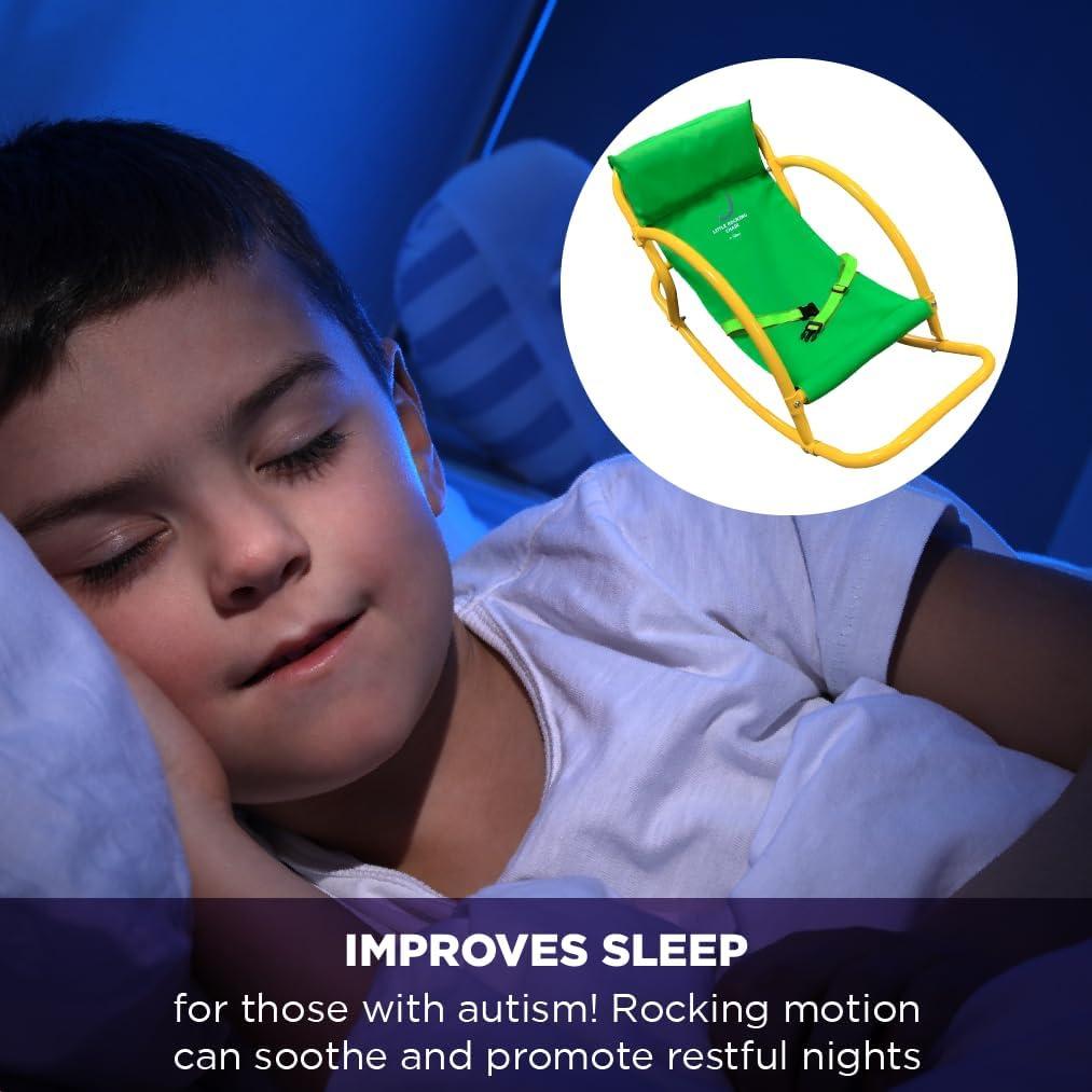 Silla Mecedora Brillante Autismo para Niños 3-8 Años Verde Amarillo