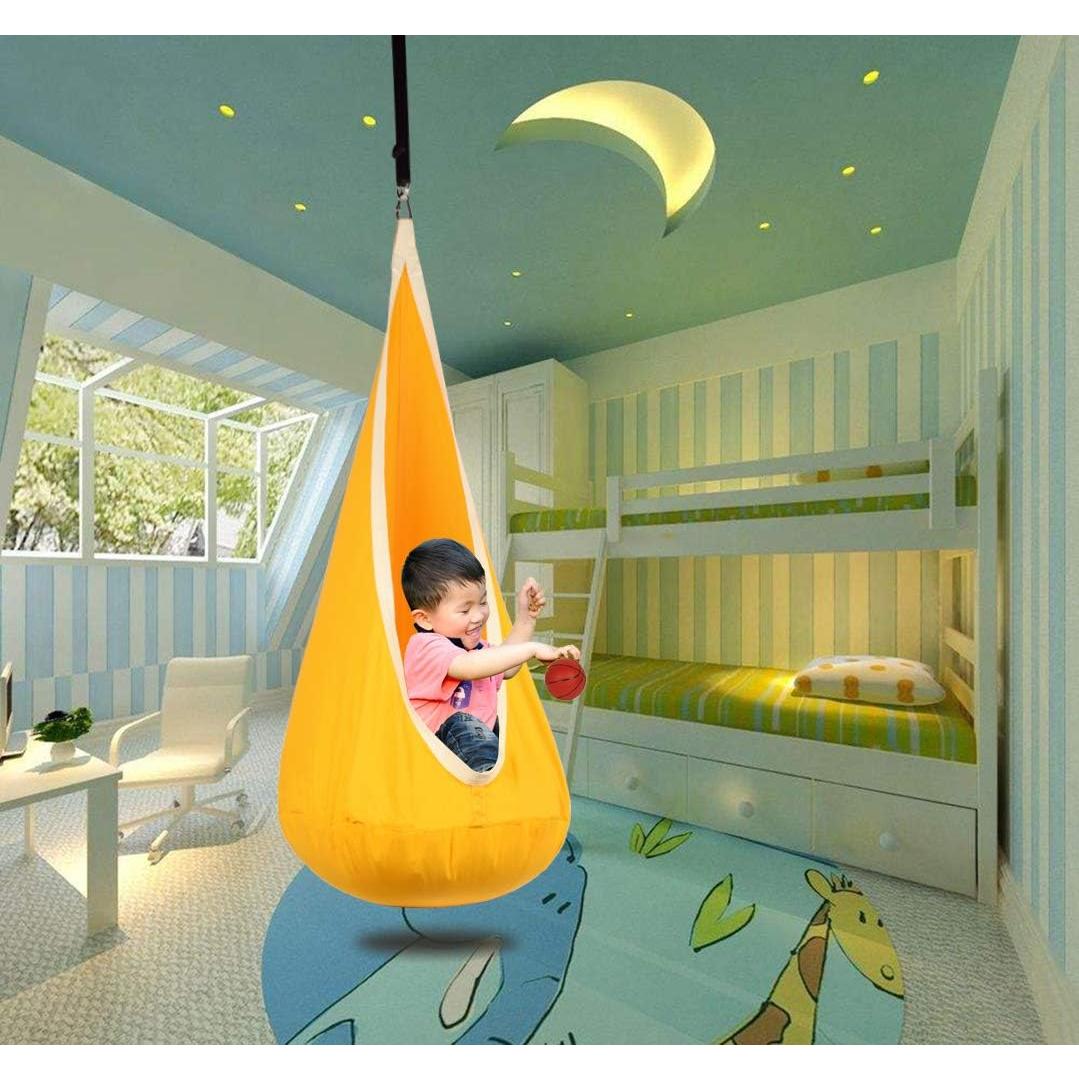 Silla Colgante Pod para Niños Funny Game 100% Algodón Amarillo