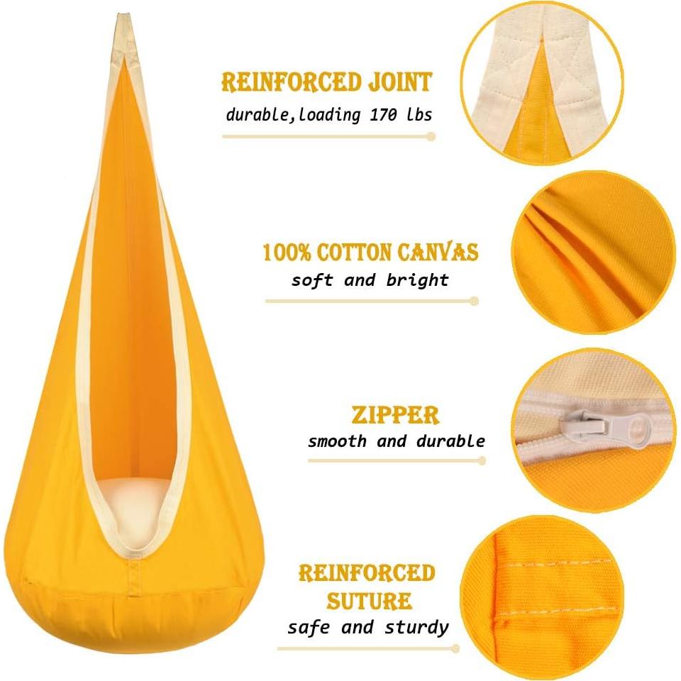 Silla Colgante Pod para Niños Funny Game 100% Algodón Amarillo