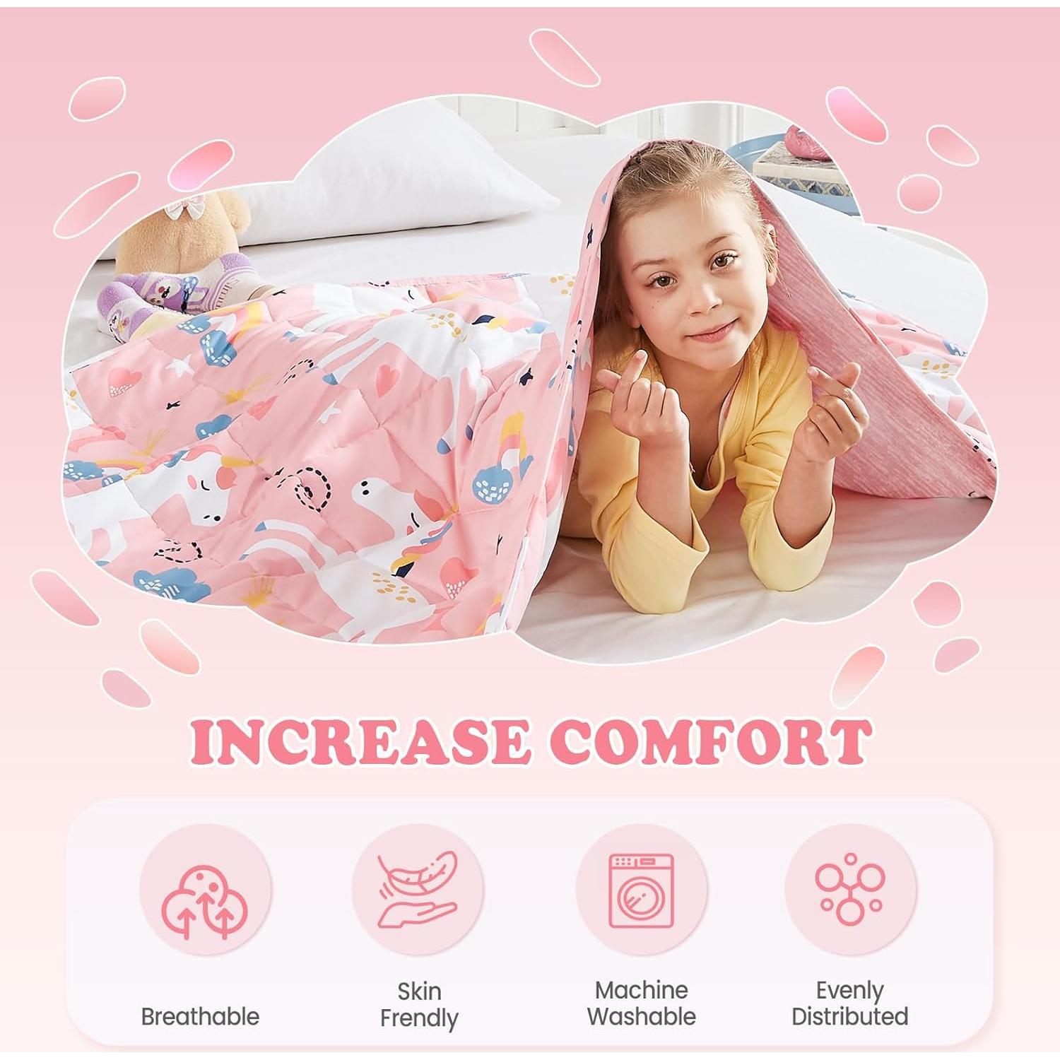 Manta con peso HOSUKKO 91x122 cm Unicornio Rosa 0.91 kg