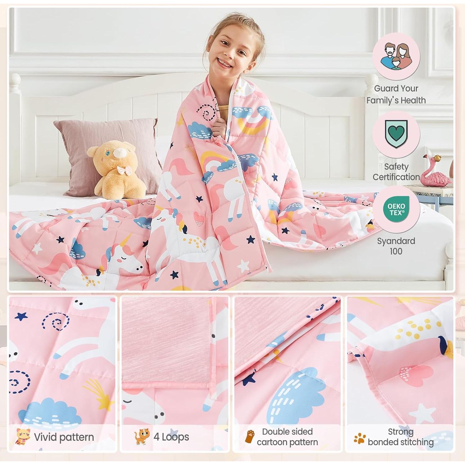 Manta con peso HOSUKKO 91x122 cm Unicornio Rosa 0.91 kg