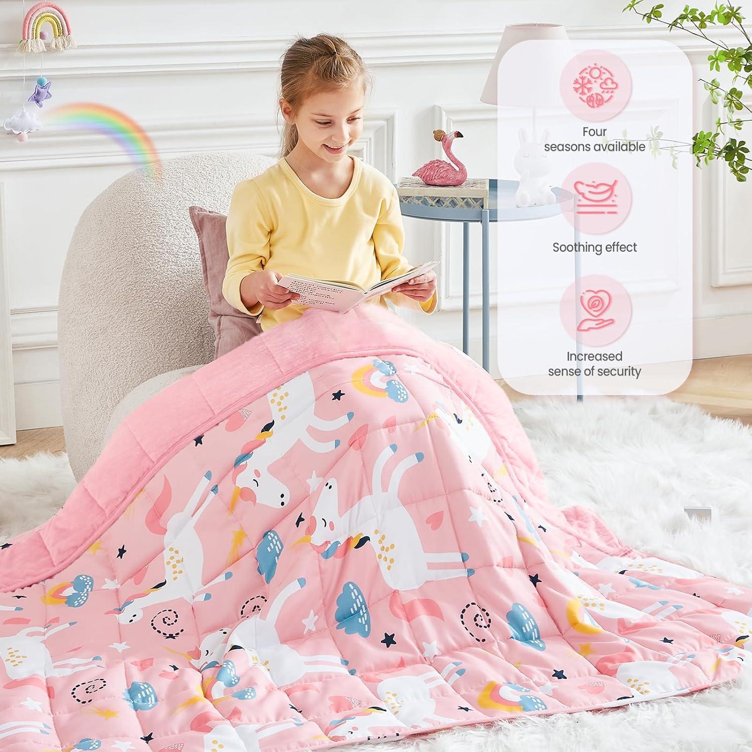 Manta con peso HOSUKKO 91x122 cm Unicornio Rosa 0.91 kg