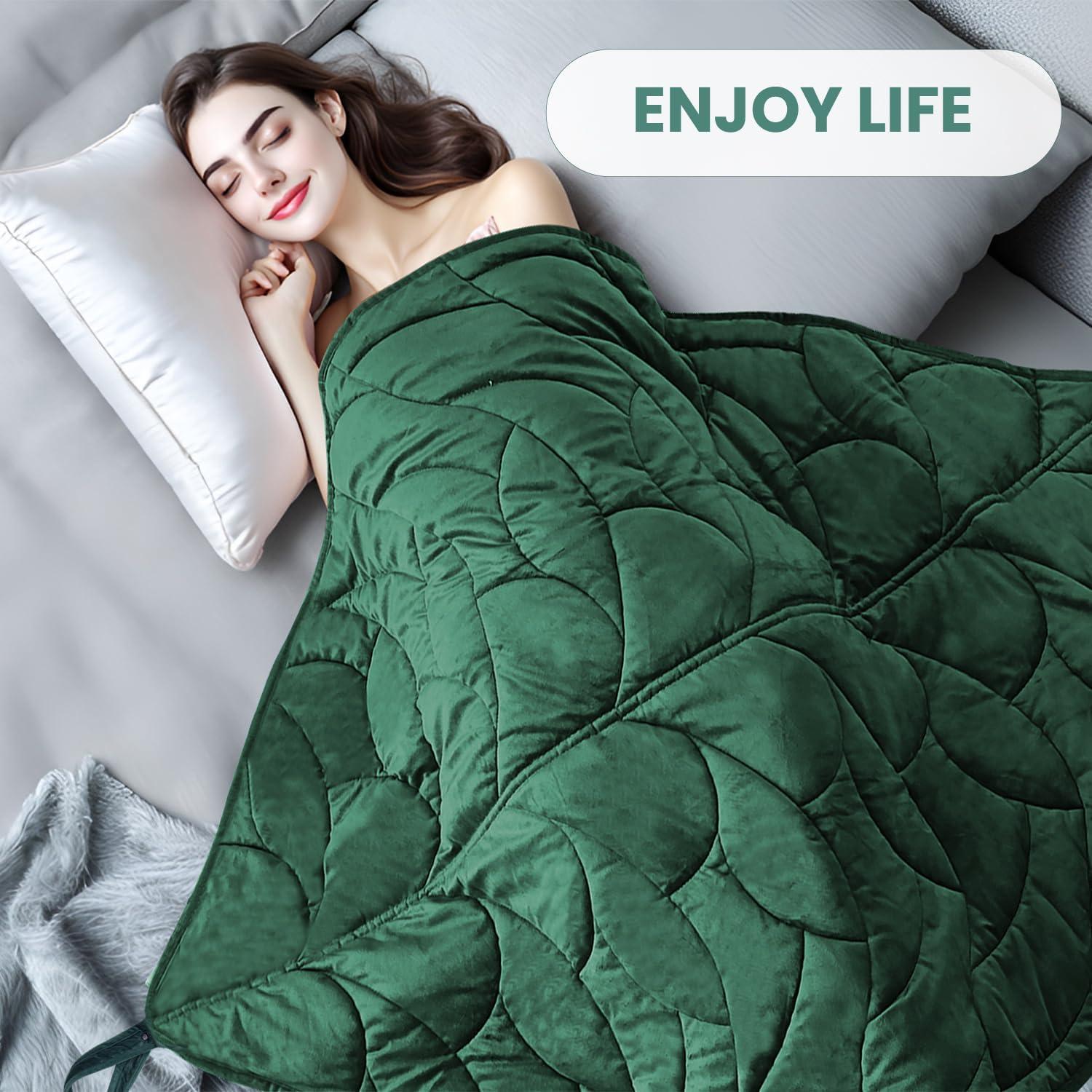 Manta con peso KAWBIYJ 3.18 kg 101.6x177.8 cm Verde