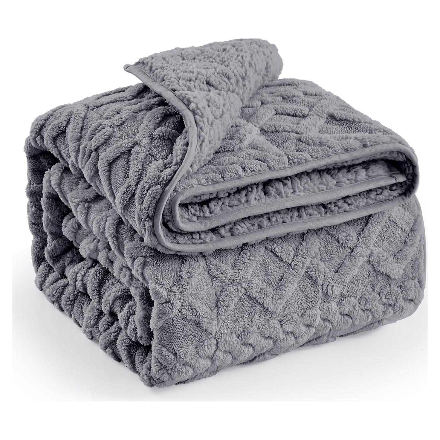 Manta pesada immtree 15 lbs jacquard doble cara 152x203 cm gris