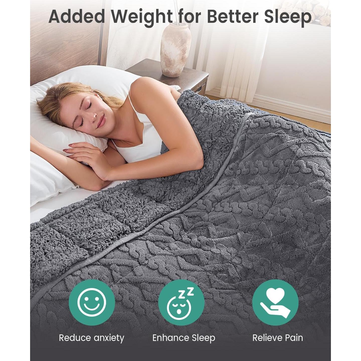 Manta pesada immtree 15 lbs jacquard doble cara 152x203 cm gris