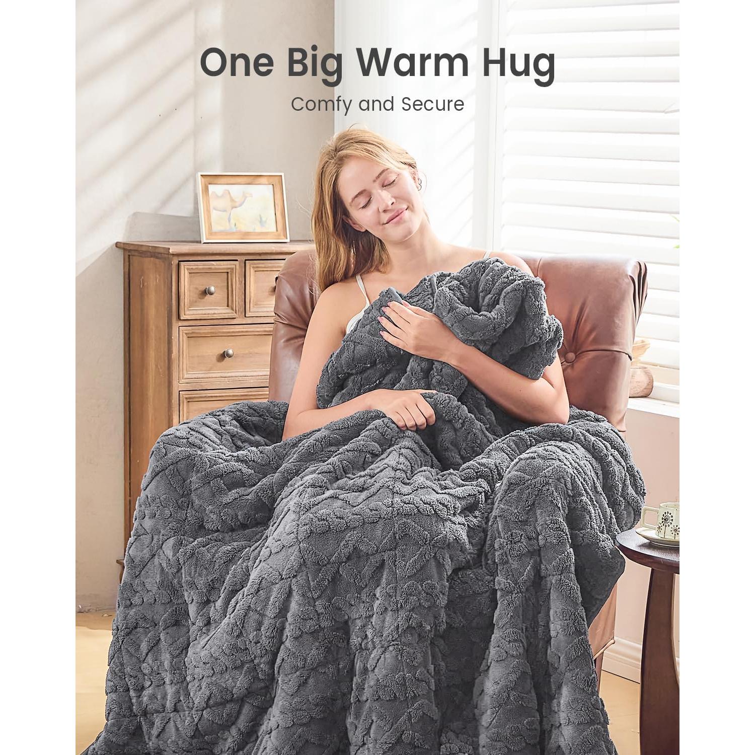 Manta pesada immtree 15 lbs jacquard doble cara 152x203 cm gris