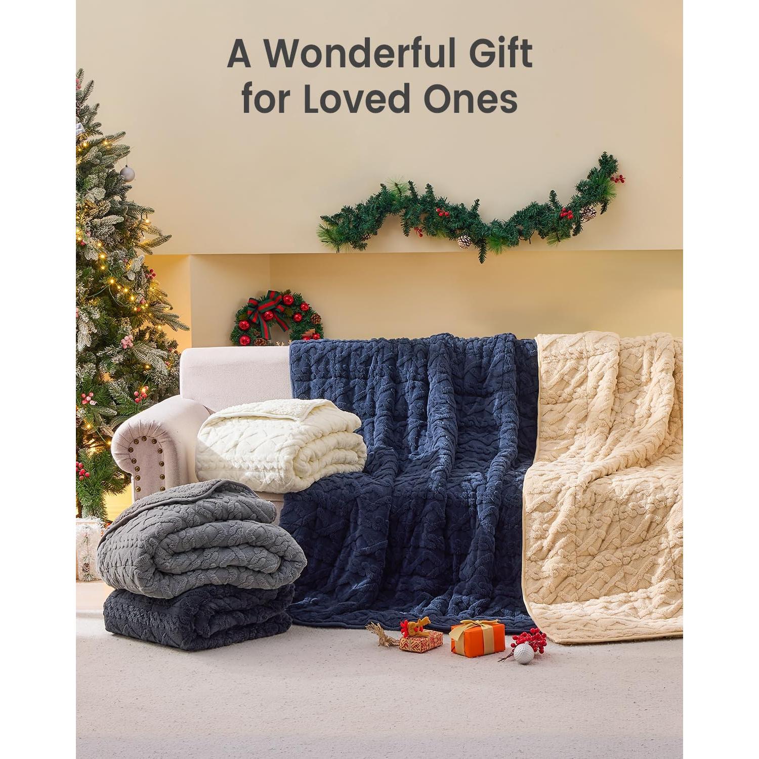 Manta pesada immtree 15 lbs jacquard doble cara 152x203 cm gris