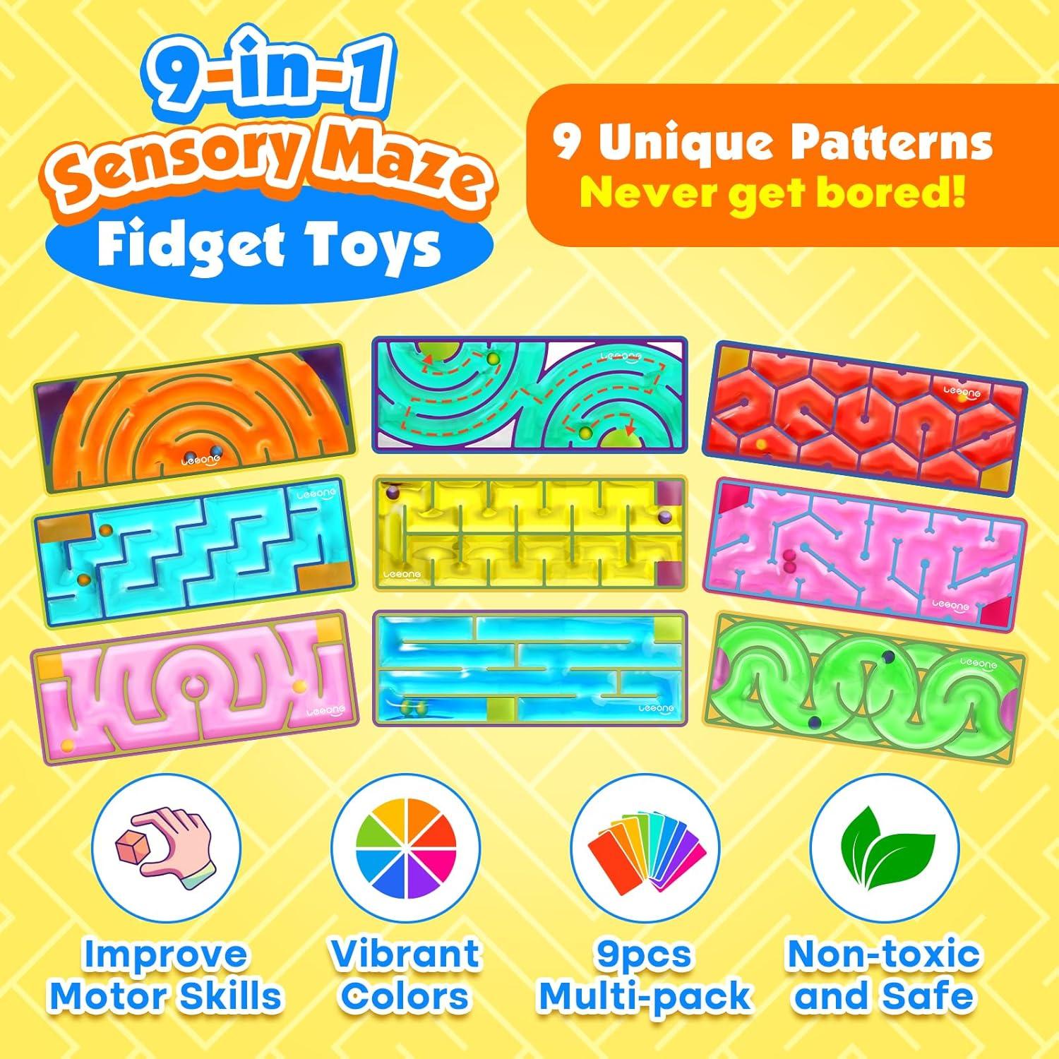 Juguetes Sensoriales LESONG - Paquete de 9 Laberintos Calmantes