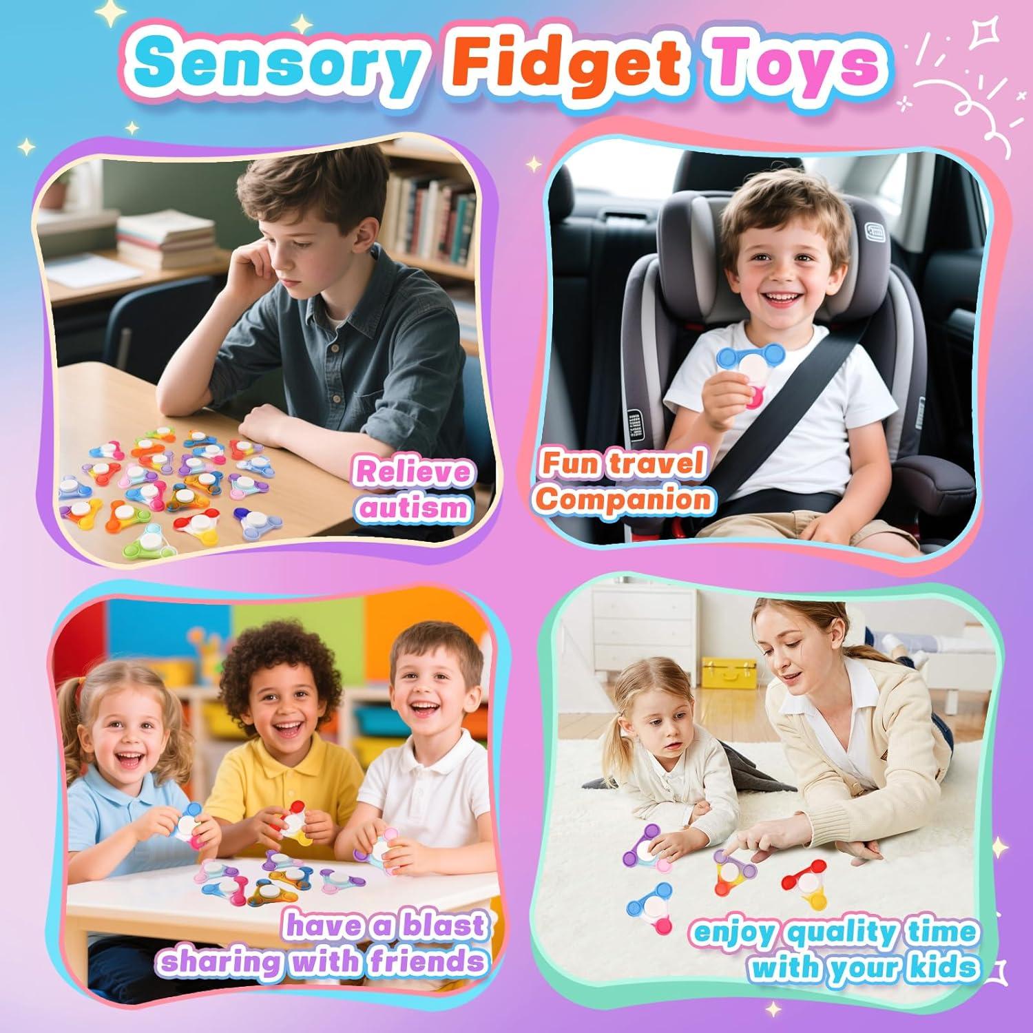 48 Fidget Spinners Coloridos YAKHAN - Juguetes Sensoriales Antiestrés