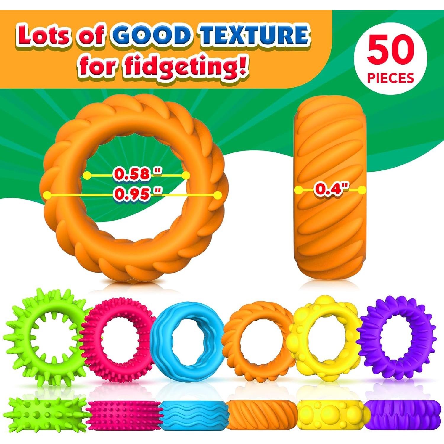 Anillos Sensoriales Antiestrés KLT - Paquete de 50 Unidades