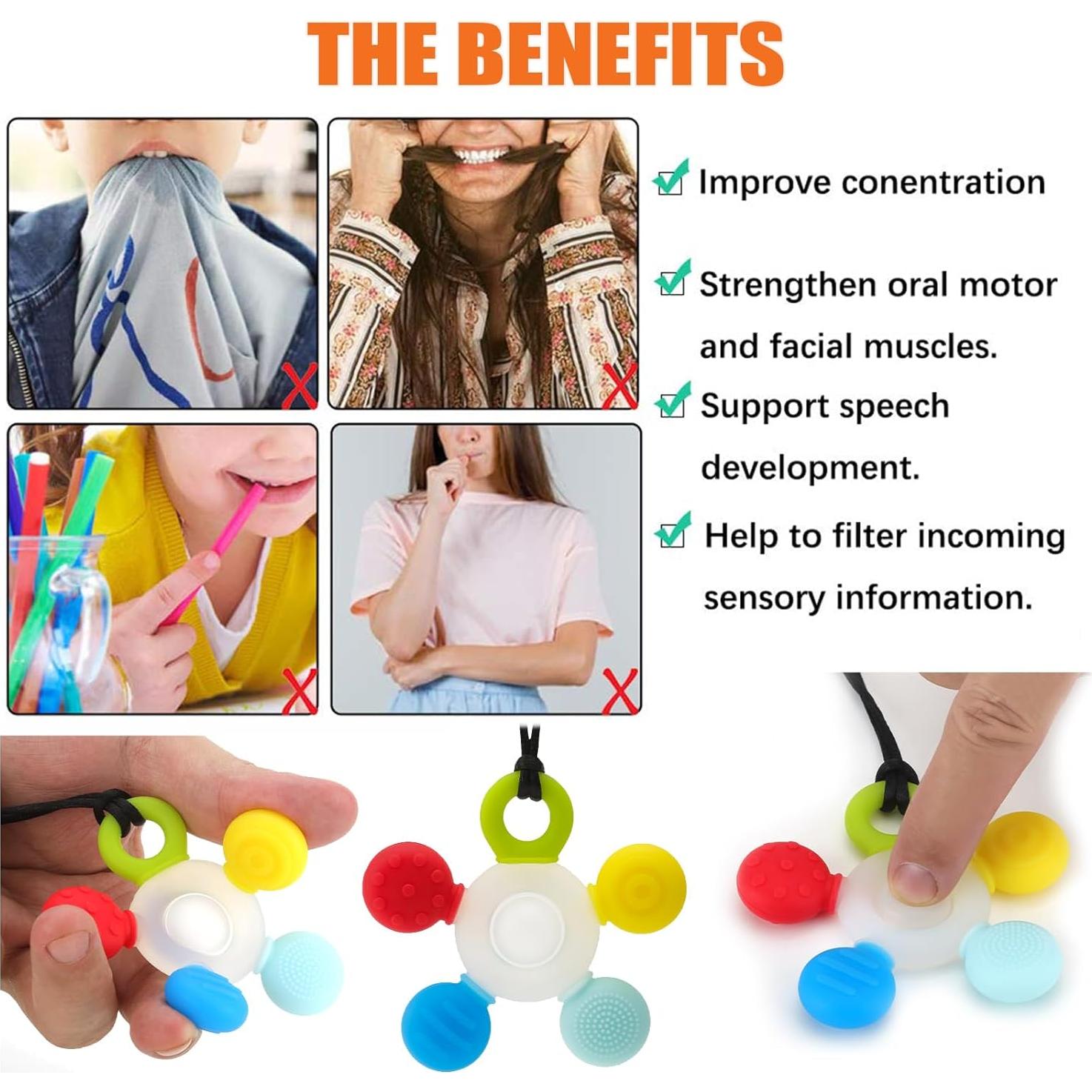 Collar Masticable Sensorial Seeway para Niños - 2 Paquete