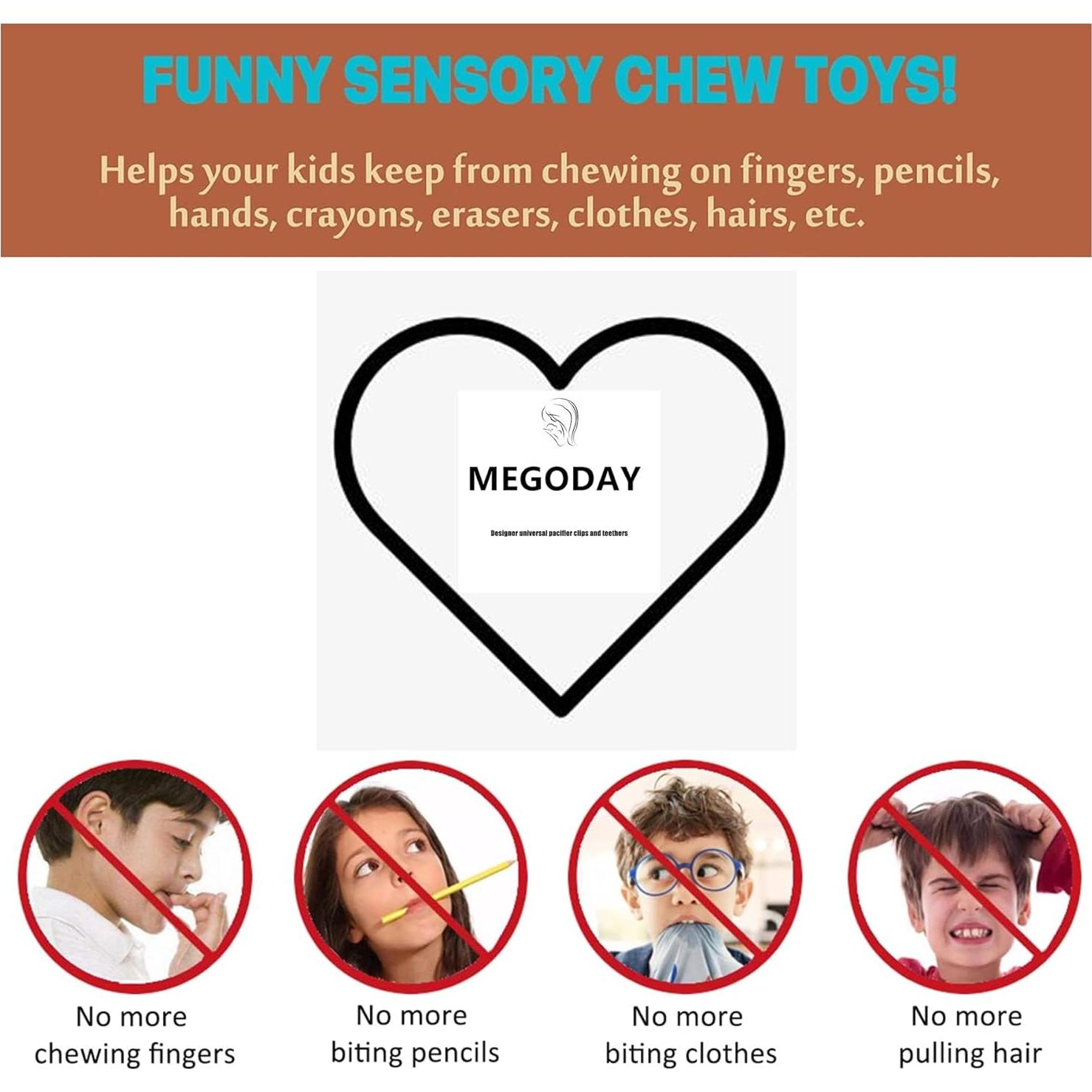 Collar Masticable Sensorial de Silicona - 3 Piezas Hoja y Pluma