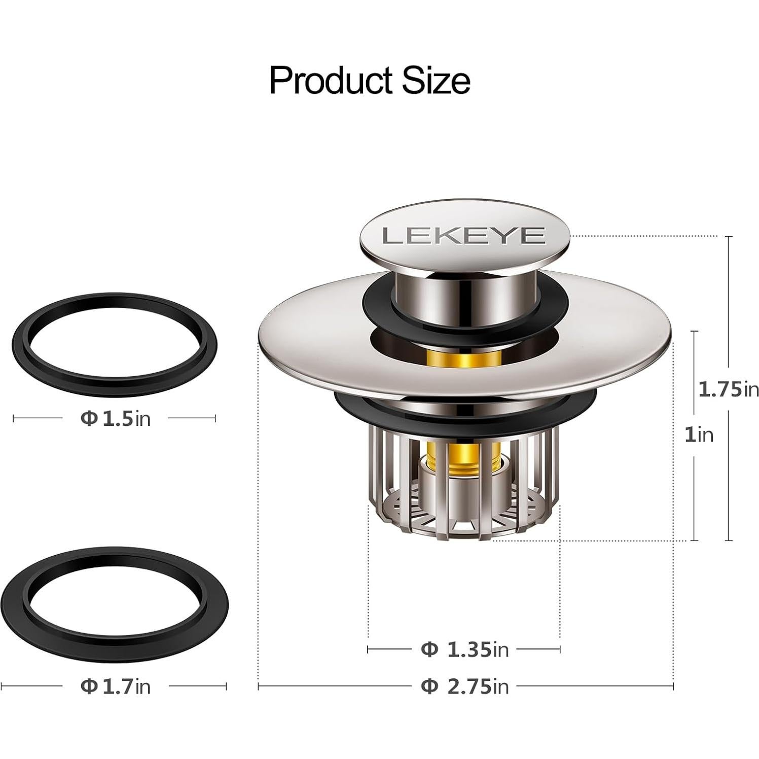 LEKEYE Tapón de Drenaje con Filtro para Baño - Níquel