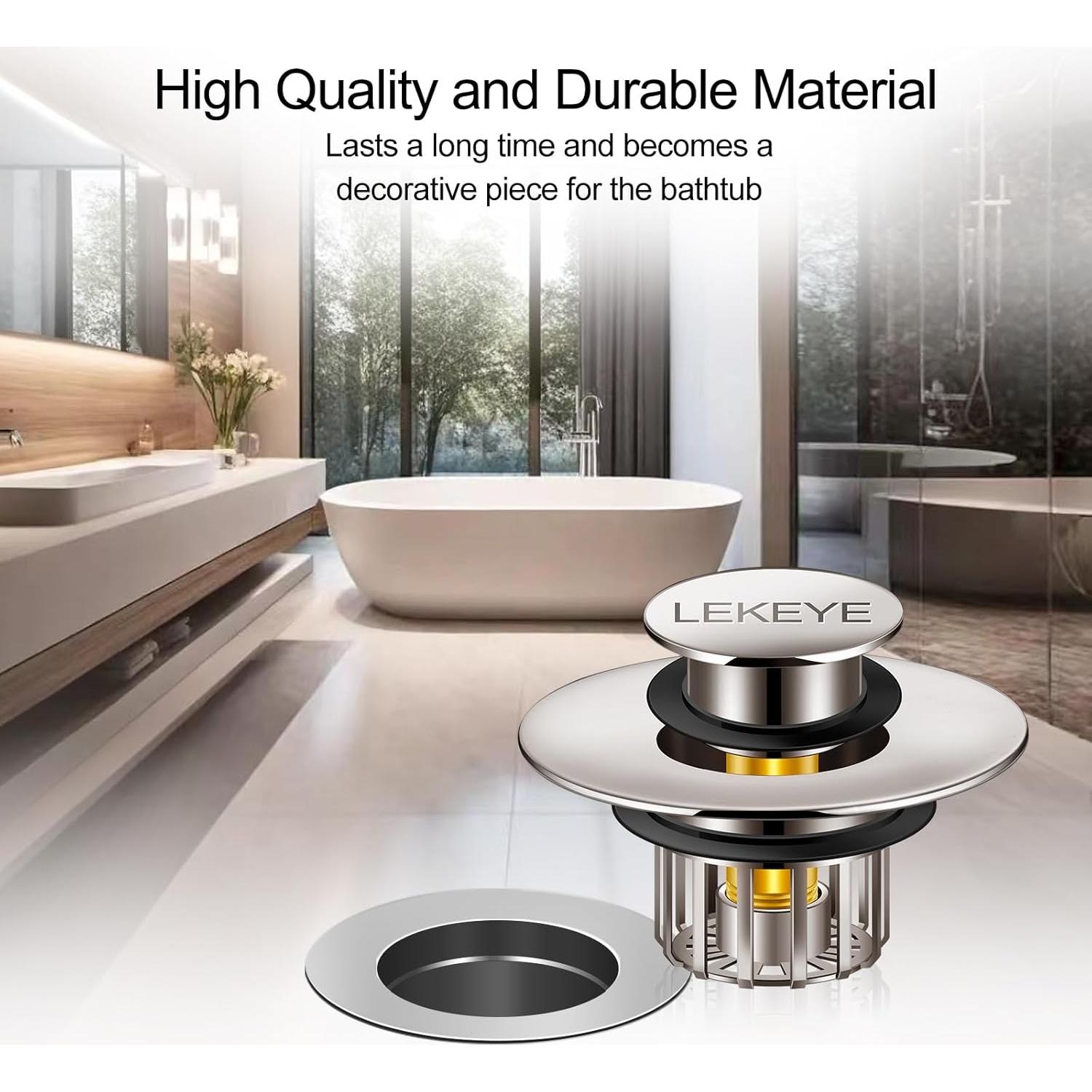 LEKEYE Tapón de Drenaje con Filtro para Baño - Níquel