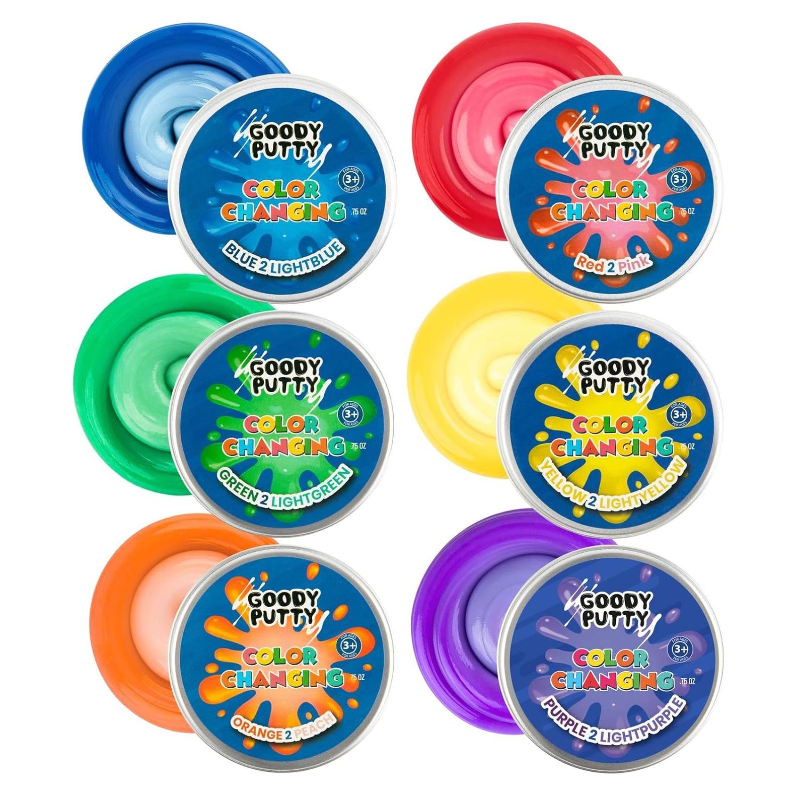 Set de Masilla Antiestrés Goody Putty 6 Latas Cambiante Color
