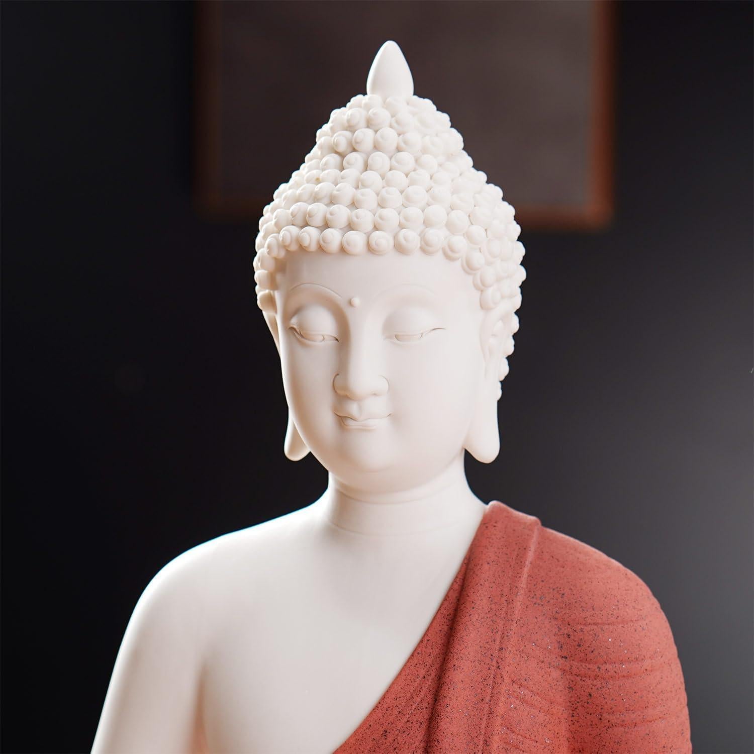 Estatua de Buda Roja 30.48 cm QINLANG con Lámpara LED 40 cm