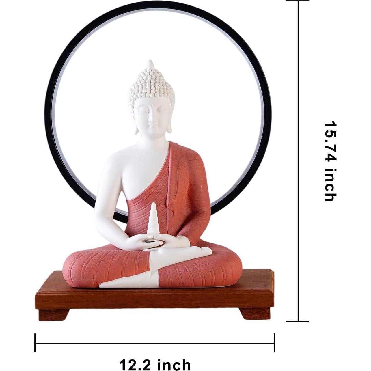 Estatua de Buda Roja 30.48 cm QINLANG con Lámpara LED 40 cm