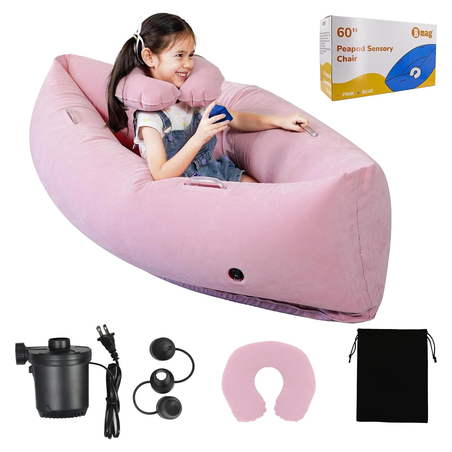 Silla Sensorial Inflable Bmag Peapod Rosa 152.4 cm con Almohada