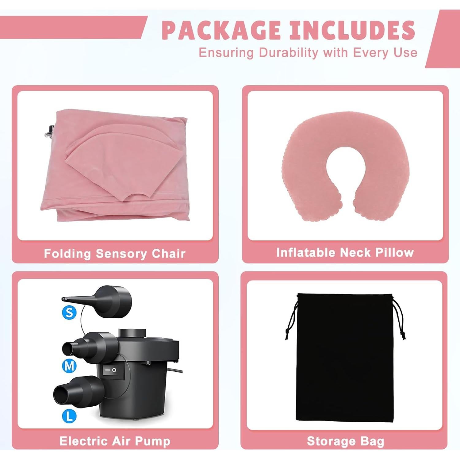 Silla Sensorial Inflable Bmag Peapod Rosa 152.4 cm con Almohada