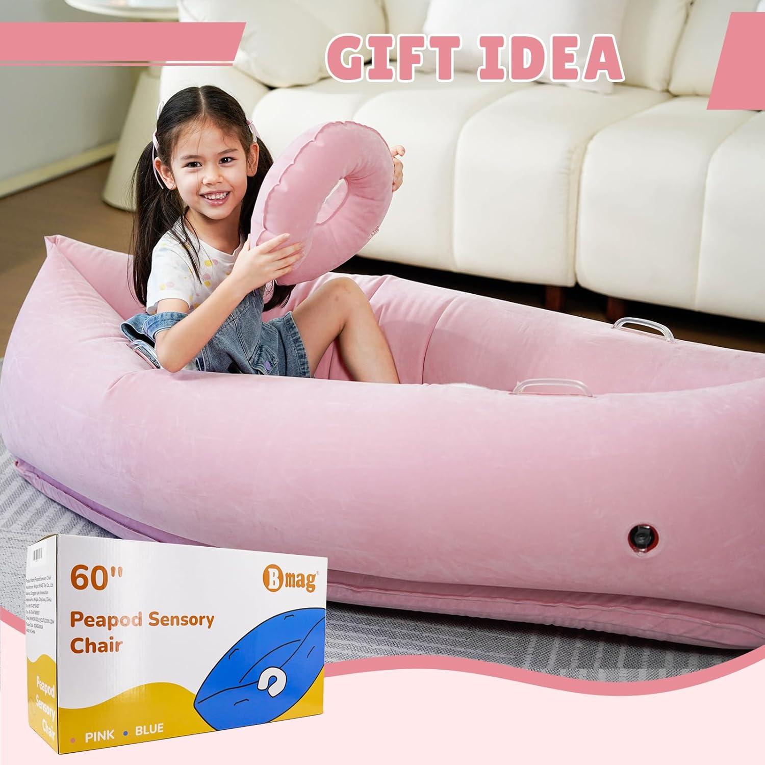 Silla Sensorial Inflable Bmag Peapod Rosa 152.4 cm con Almohada